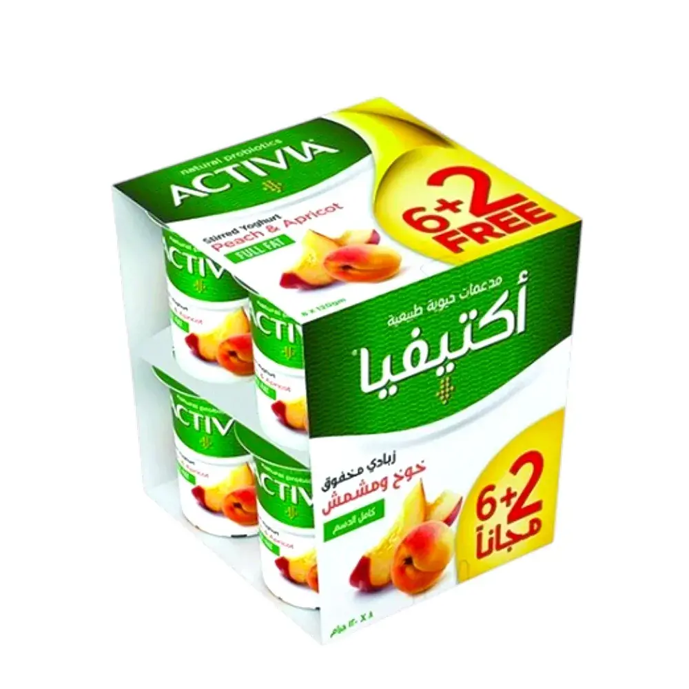 أكتيفيا زبادي بالخوخ والمشمش 6+2 مجاناً 120 جم