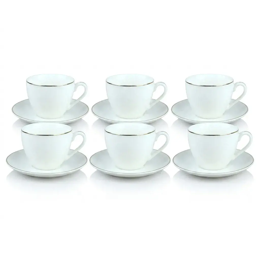 فنجان تركي مع صحن سادة خط ذهبي GER4459