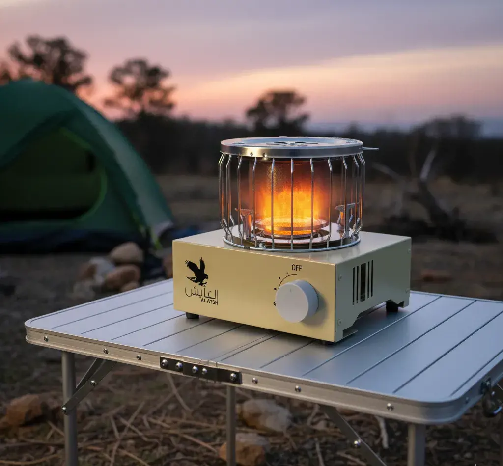 دفاية غاز مع موقد 2*1 كاكي 3000 وات APG-2000KS