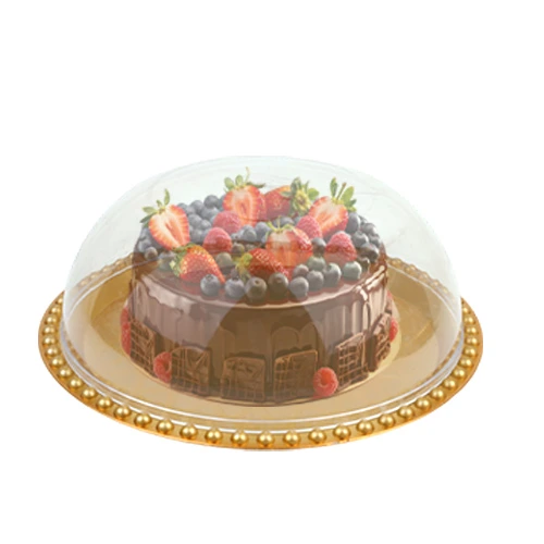 حافظة كيك دائرية ذهبي + 6 اطباق تقديم FM-018-11