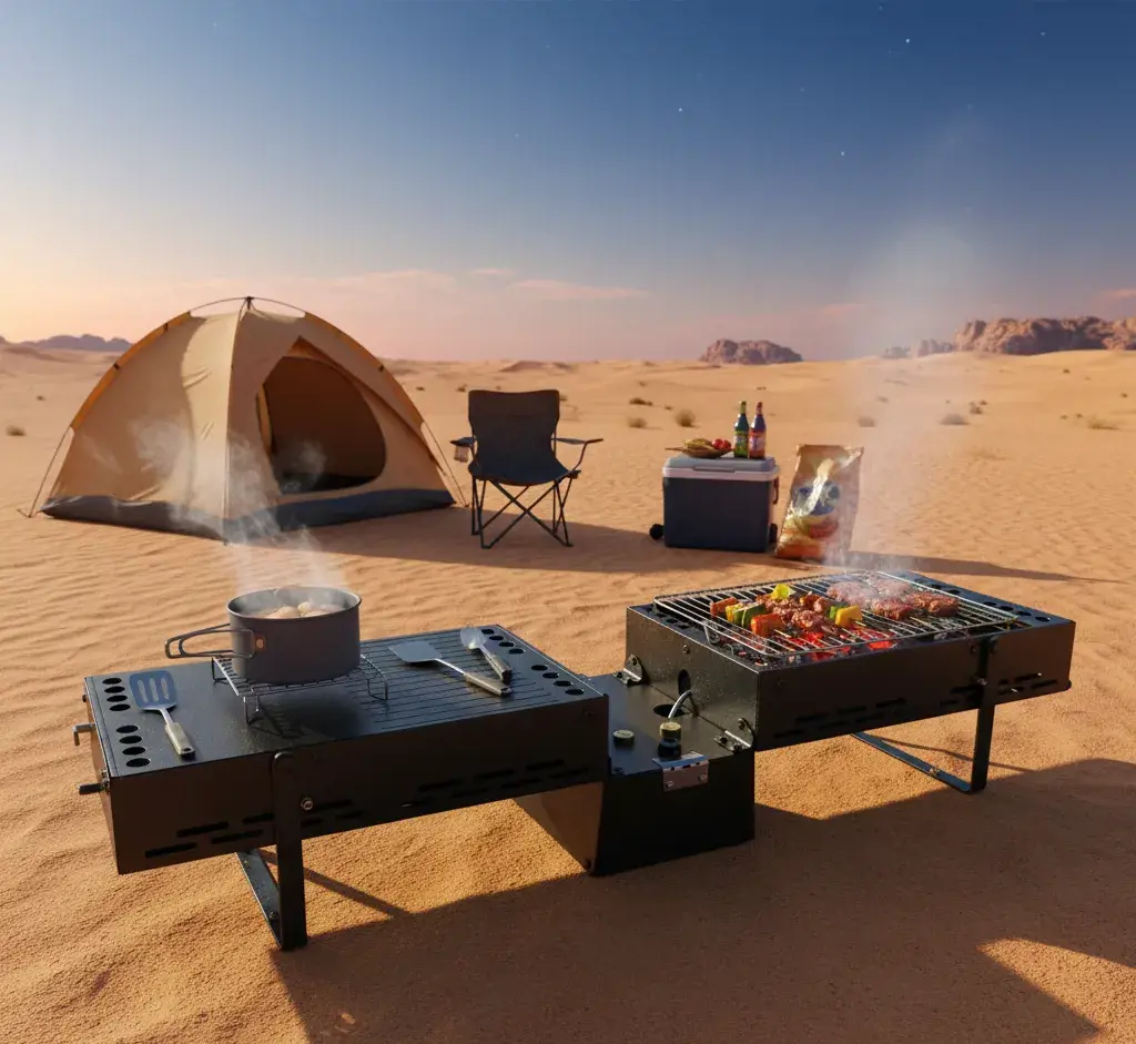 شواية استيل 2 شعلة مع شولة مصفطة B19003