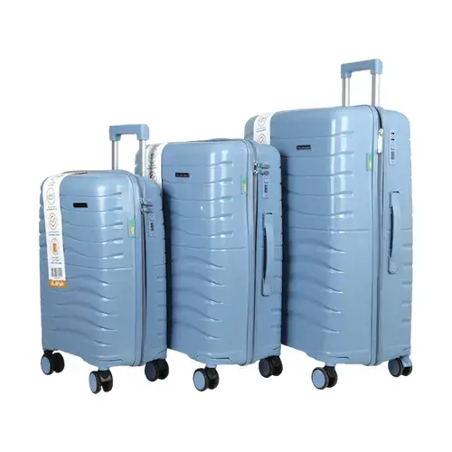 طقم شنط سفر فايبر 3 قطع 20+24+28 سم ازرق فاتح M7939/LB