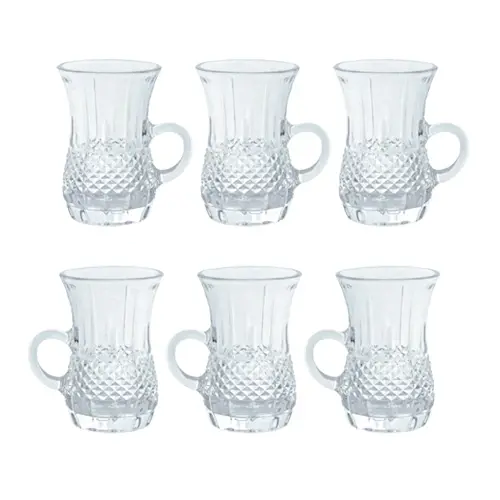 استكانة شاي زجاج منقوشة 6 حبة P105603H