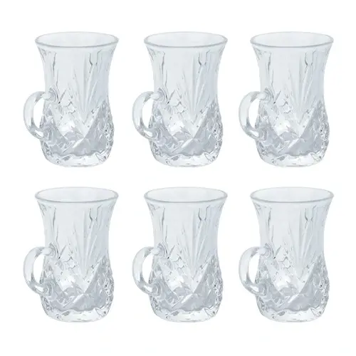 استكانة شاي زجاج منقوشة 6 حبة P26703H