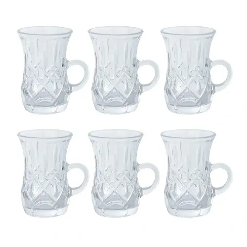 استكانة شاي زجاج منقوشة 6 حبة P124403H