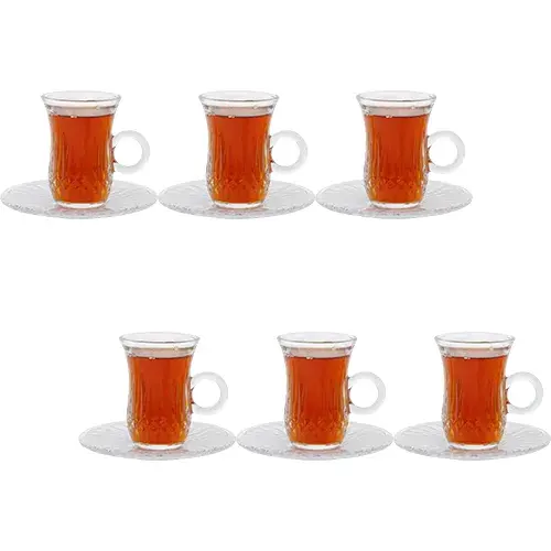 استكانة شاي زجاج مع صحن 12 قطعه AH204-CS-138