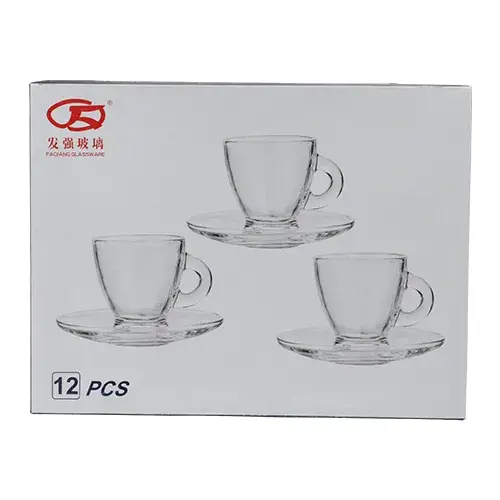 استكانة شاي زجاج 6 حبة مع صحن P139+D-46