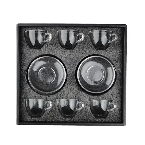 فنجان قهوة تركي زجاج 6 حبة مع صحن TYH2102-12