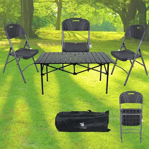 العايش طقم طاولة المونيوم مع 3 كراسي  2195-2+D11007