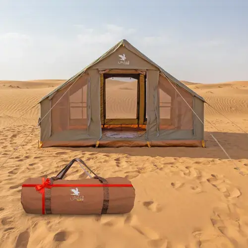 خيمة الكشتة تفخ زيتي مع فراش نوم VIP ( عرض خاص )