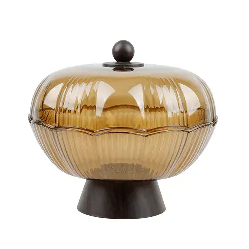 صحن فواكة بلاستيك بغطاء شفاف عسلي A-174