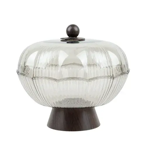 صحن فواكة بلاستيك بغطاء شفاف رمادي A-174