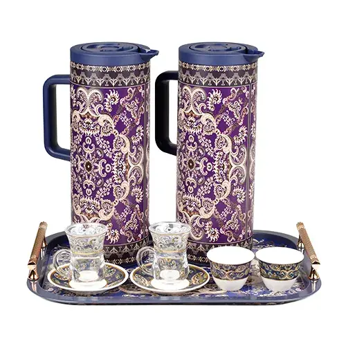 طقم مطارات شاي + فناجين واستكانات 21 ق ازرق 1441-1B