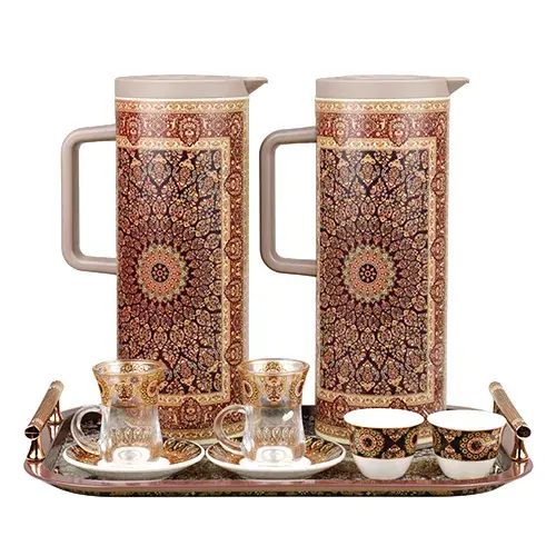 طقم مطارات شاي + فناجين واستكانات 21 ق رمادي 1441-1B