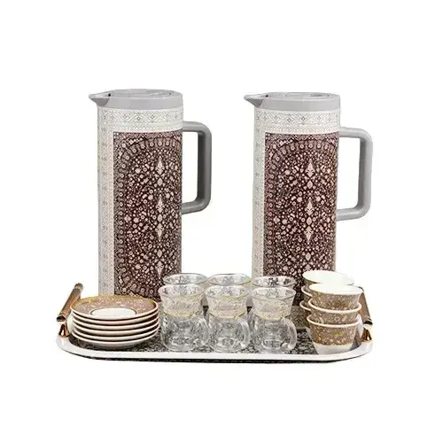 طقم مطارات شاي + فناجين واستكانات 21 ق رمادي 1441-1B