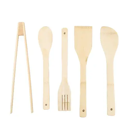 طقم ملاعق خشب بقاعدة دائرية 5 قطع ALAYSH-16602-7