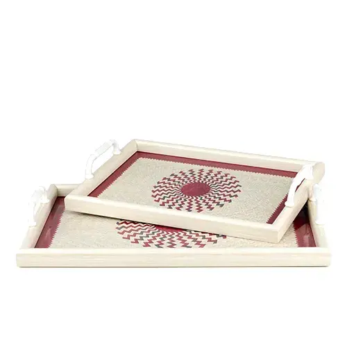 طقم صواني الوان مستطيلة بيدين 2 حبه K465-5