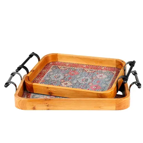 طقم صواني الوان مربعه بيدين 2 حبه K465-15