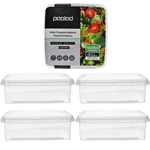طقم حافظة بلاستيك 1600 مل 4 قطع شفافه POOLAD-SP1600