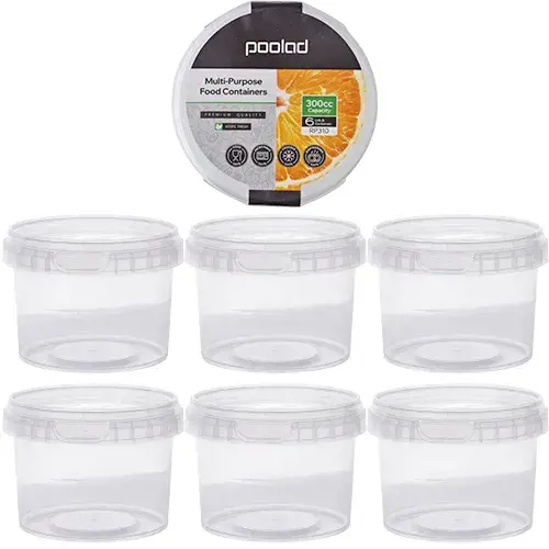 طقم حافظة بلاستيك 300 مل 6 قطع شفافه POOLAD-RP310