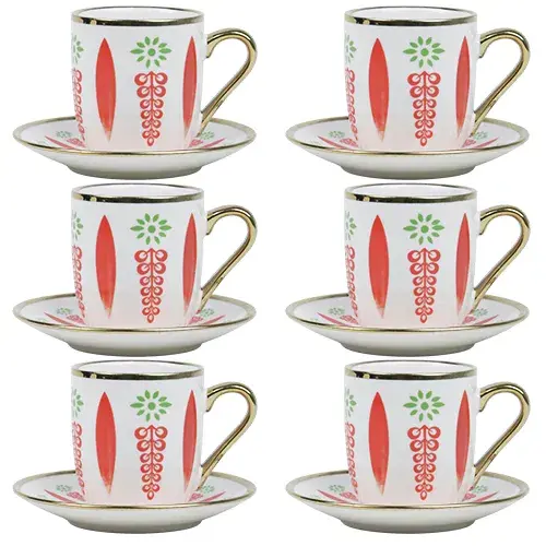 فنجان قهوة بورسلان 6 حبة مع صحن 1163-61