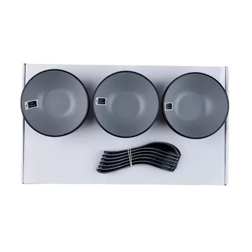 طقم شوربة ميلامين 12 قطعة رمادي*اسود SET-012-HGR