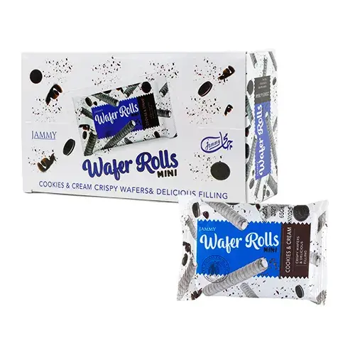 ويفر رولز اصابع رول الويفر كريمة الفانيليا بطعم الاوريو 65جم Pack of 12