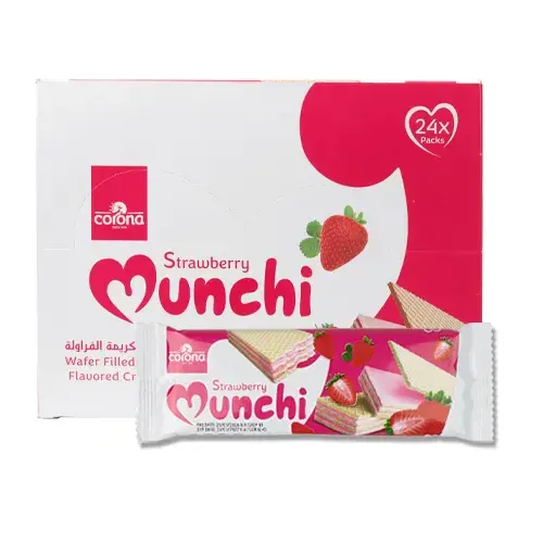 كورونا مانشي ويفر بحشوة كريمة الفراولة 30 جم 