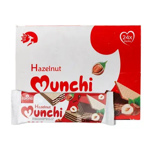كورونا مانشي ويفر بحشوة كريمة الكاكاو بطعم البندق 30 جم  Pack of 24