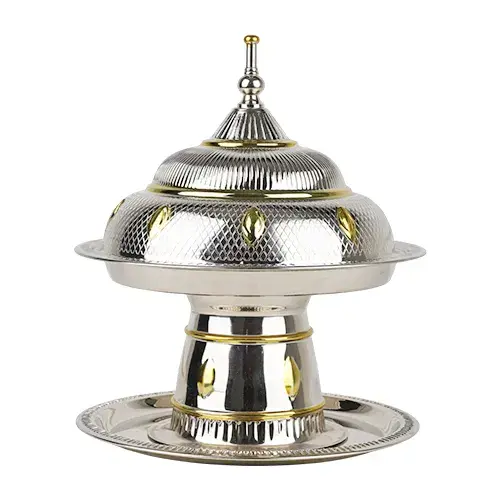 تمرية نحاس 20سم بغطاءذهبى فضى INDIA-BDB/20-NG