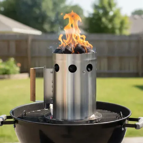 منقل فحم استيل بيد خشب ZDBA-1710FB-3