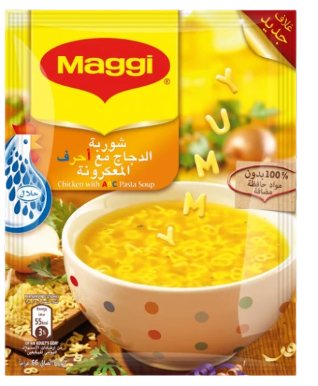 ماجي شوربة دجاج مع احرف المكرونة 66 جم Pack of 12