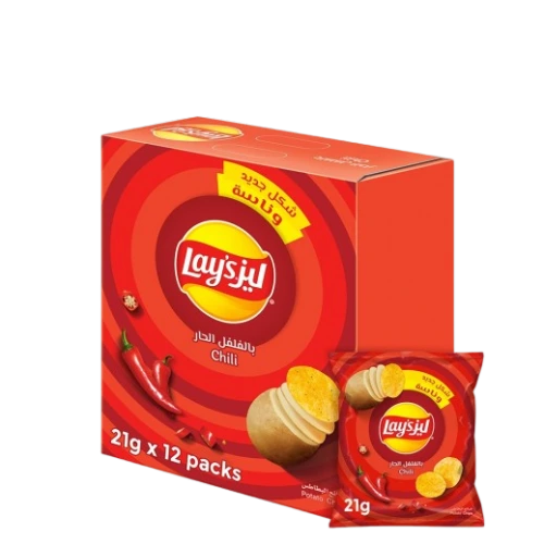 ليز بطاطس فلفل حار12*21 جم Pack of 12